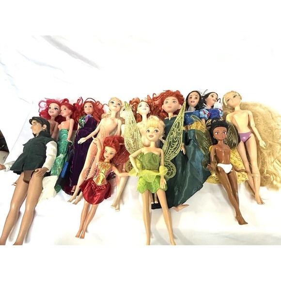 Disney Princess & Fairies Doll Lot 17 Ariel Merida Elsa Tinker Bell Rapunzel - Picture 3 of 11